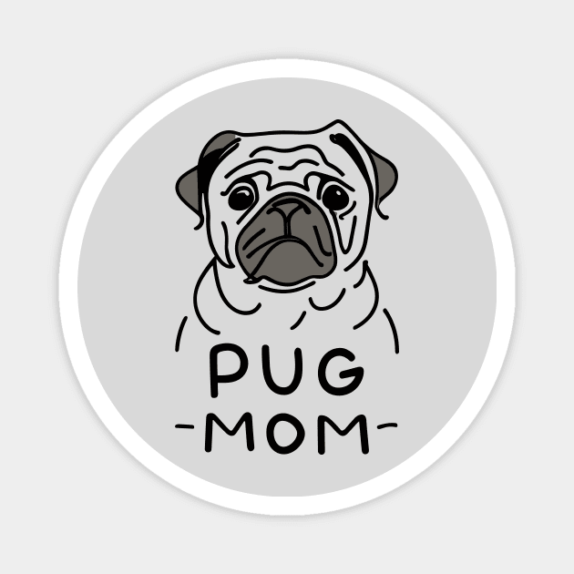 Cute Pug Mom Illustration Magnet by ravensart